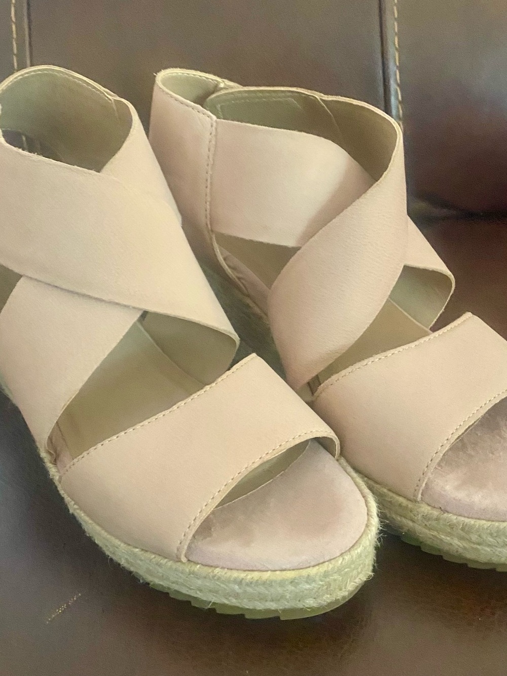 Women’s Crisscross Espadrille Wedge Sandals - Light Tan